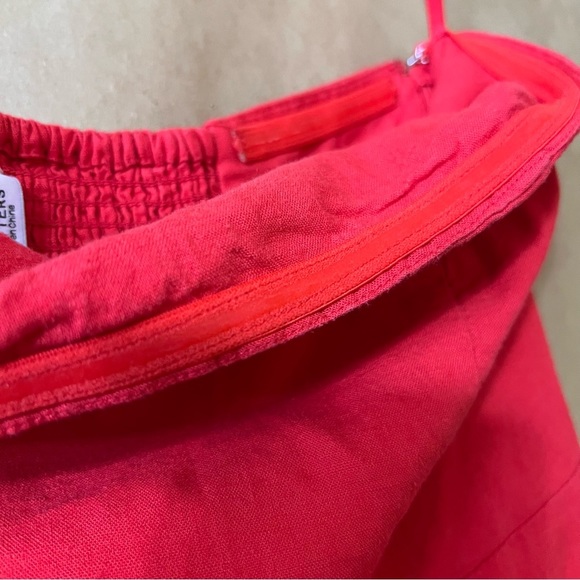 Urban Outfitters | Red Linen Strapless Midi Dress Leg Slit Column Dress Size S - Picture 6 of 13